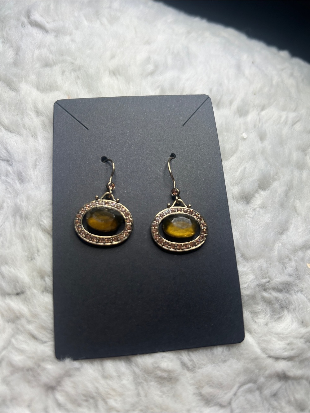 Gold-Tone Yellow Stone Drop Earrings